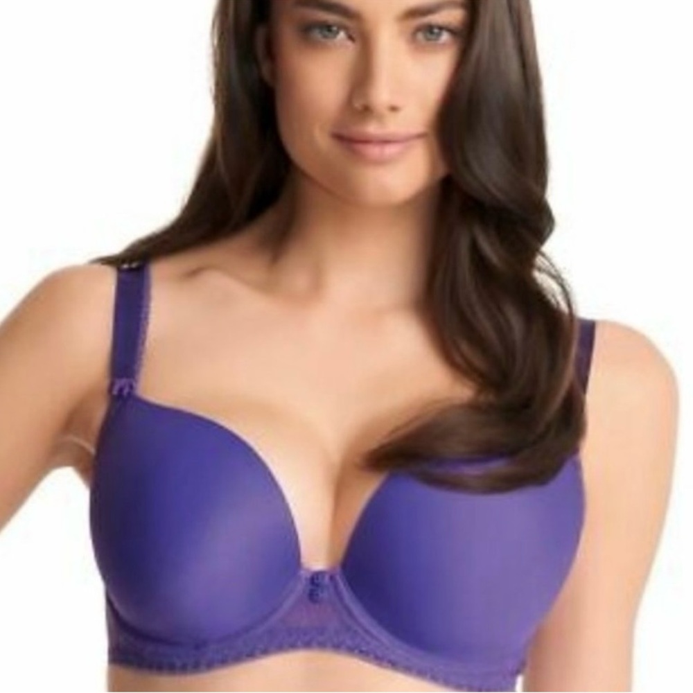 Freya Deco-Honey AA1254 Underwire Moulded Plunge Bra Iris Purple 32D Lingerie - Picture 8 of 8